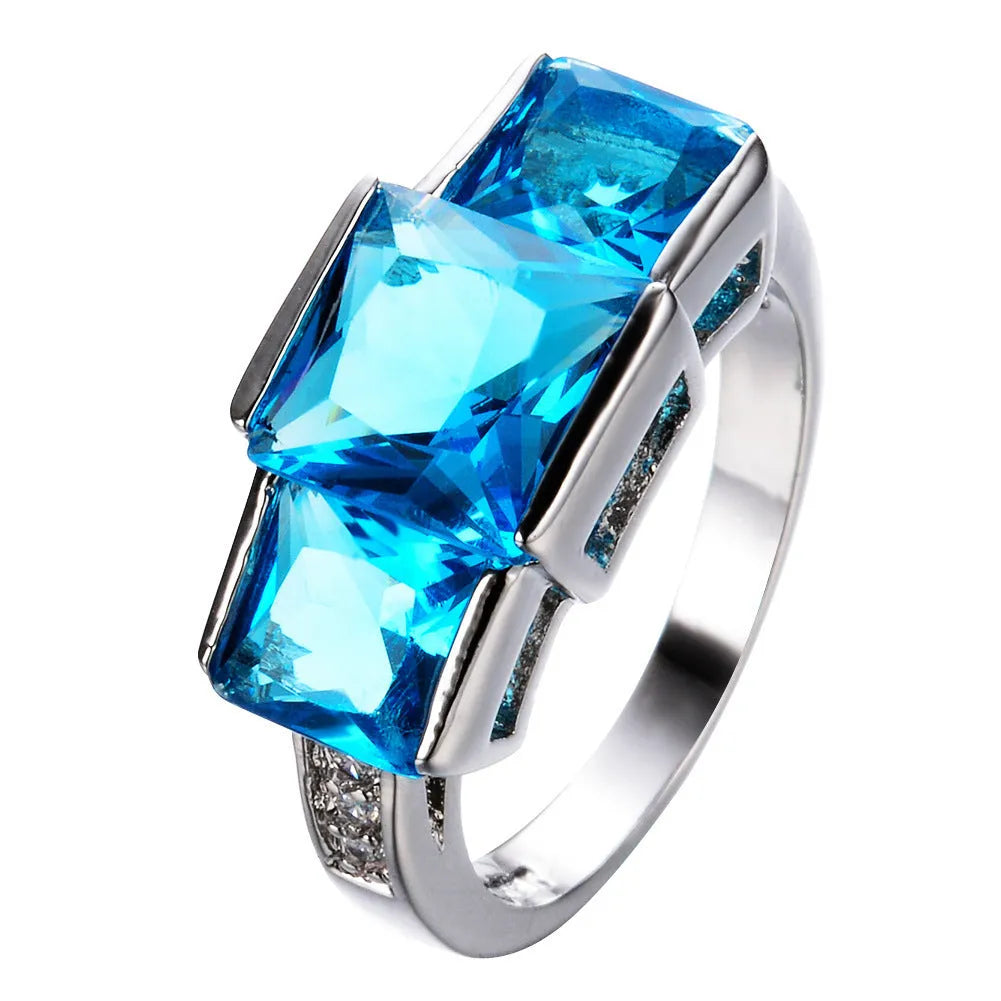 Electroplated copper women's ring in apple green colour with geometric design on size 8 finger