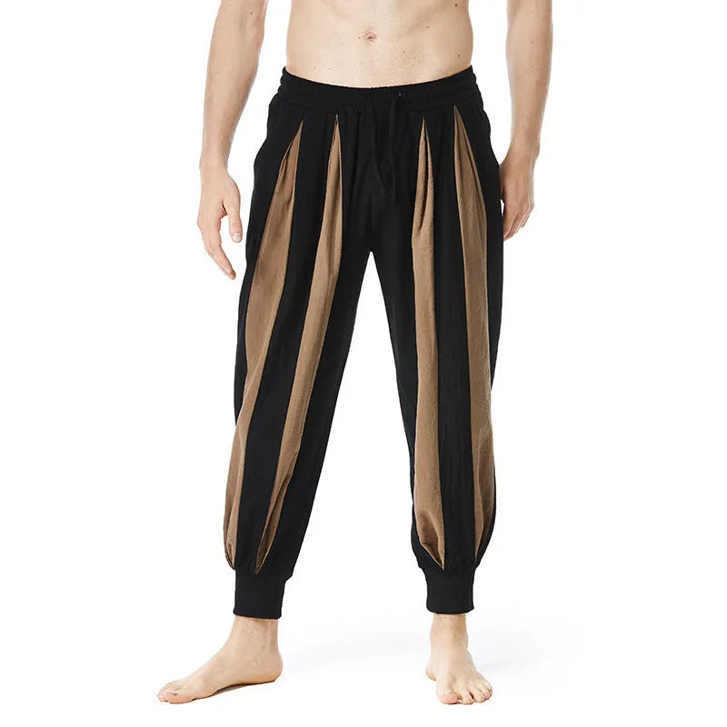 Men's straight-fit casual trousers in red, khaki, yellow, and brown colours for spring wear