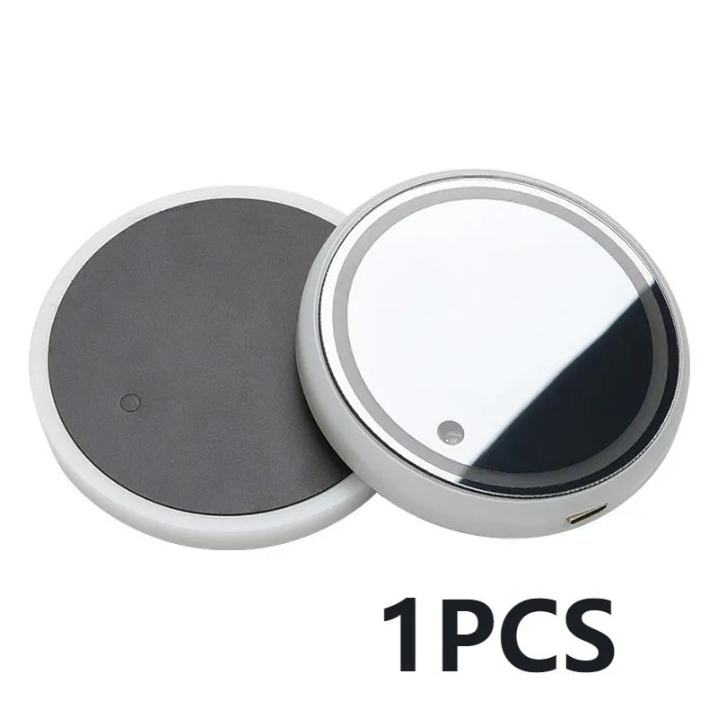 Colourful LED light-up coaster for car cup holder with non-slip surface and USB cable.
