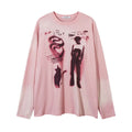 Women's loose casual pullover top in 100% cotton with drop-shoulder sleeves available in dark grey and pink colours