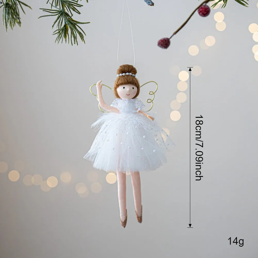 Pink and white plush ballet girl angel doll pendant with cloth fabric