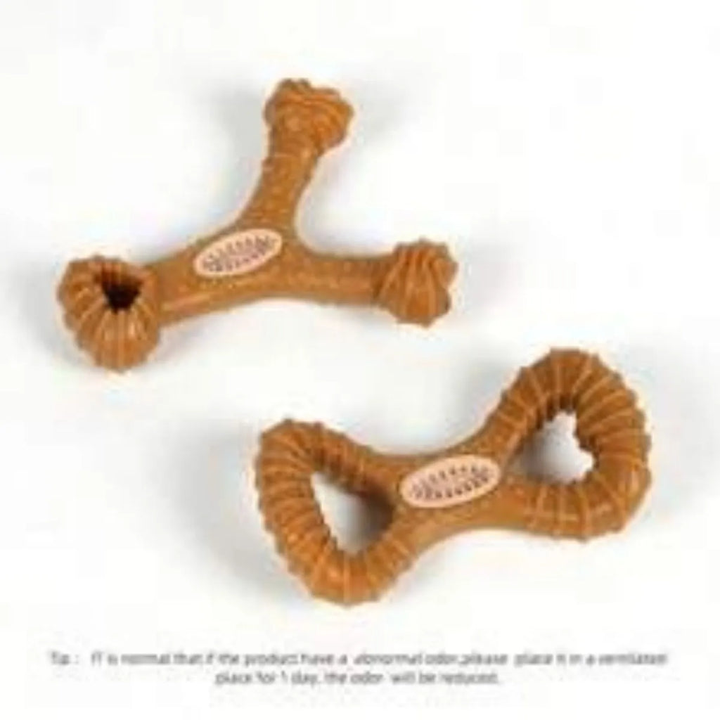 Durable rubber dog chew bone toy in 8-shape and Y-shape designs for teeth cleaning