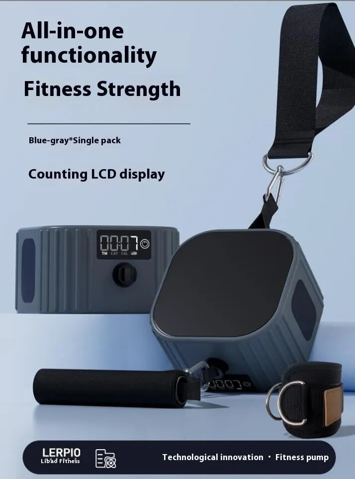 Adjustable fitness resistance tensioner with 2-20kg intelligent resistance system in blue grey colour