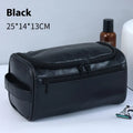 Retro style waterproof cosmetic bag in PU leather or Oxford cloth with large capacity for makeup and skincare storage