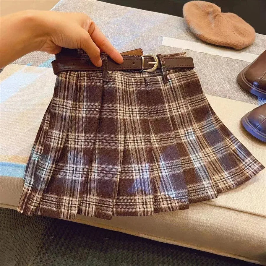 Children's plaid pleated skirt with cotton lining in A-line silhouette for heights 90-140cm