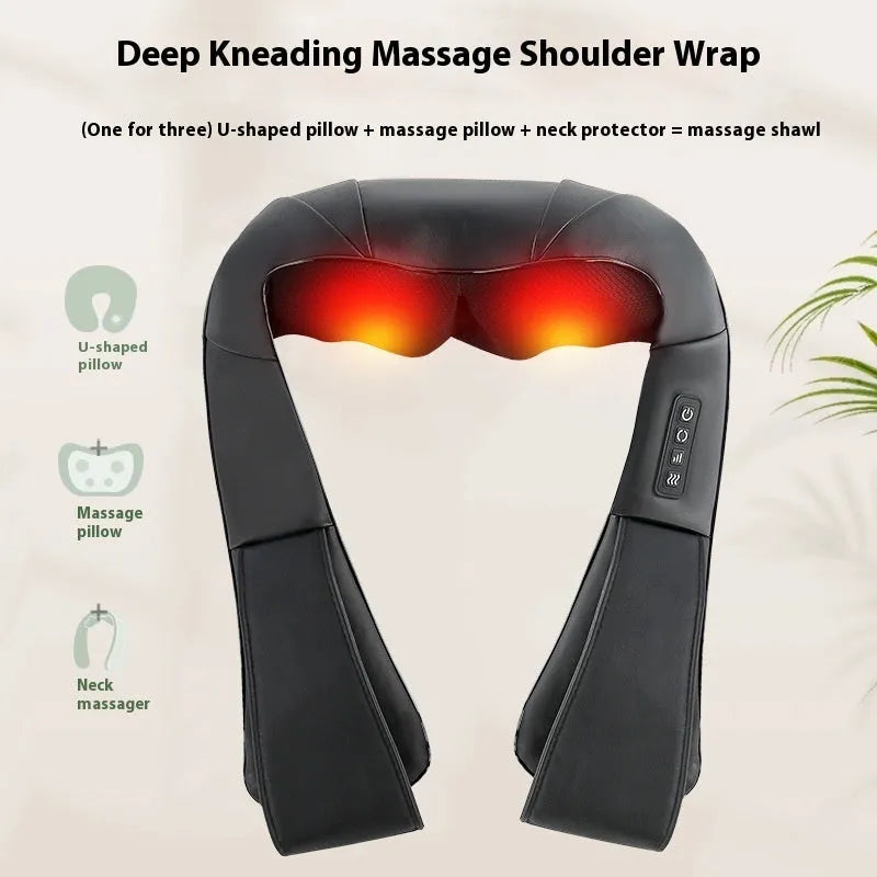 Black multifunctional household neck massager with handheld remote control