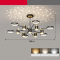 Black iron pendant lamp chandelier with 13-light Nordic star design and remote control