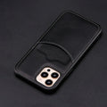 PU leather business phone case for iPhone in black showing back and side protection