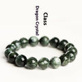 Natural Green Dragon Crystal round bead bracelet with 8-9mm beads and a Ruyi charm.