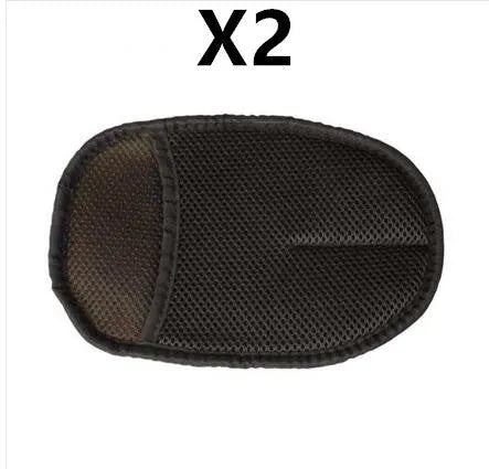 Pair of soft artificial wool car wash cleaning gloves in black, blue and brown, 15cm wide 24cm long