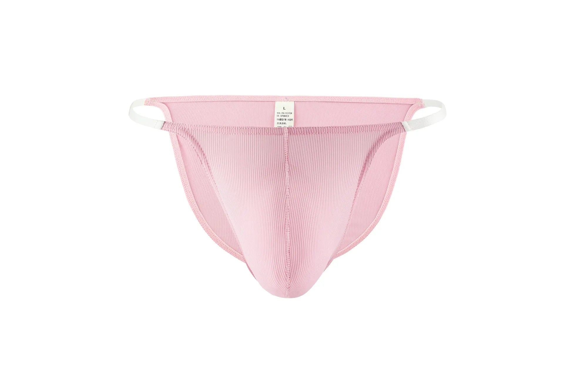 Men's high fork ice silk thread low waist briefs in solid colour polyester fabric