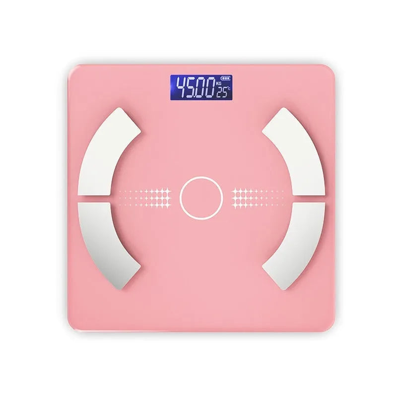 Bluetooth smart body fat scale in black, white or pink colours with USB charging option