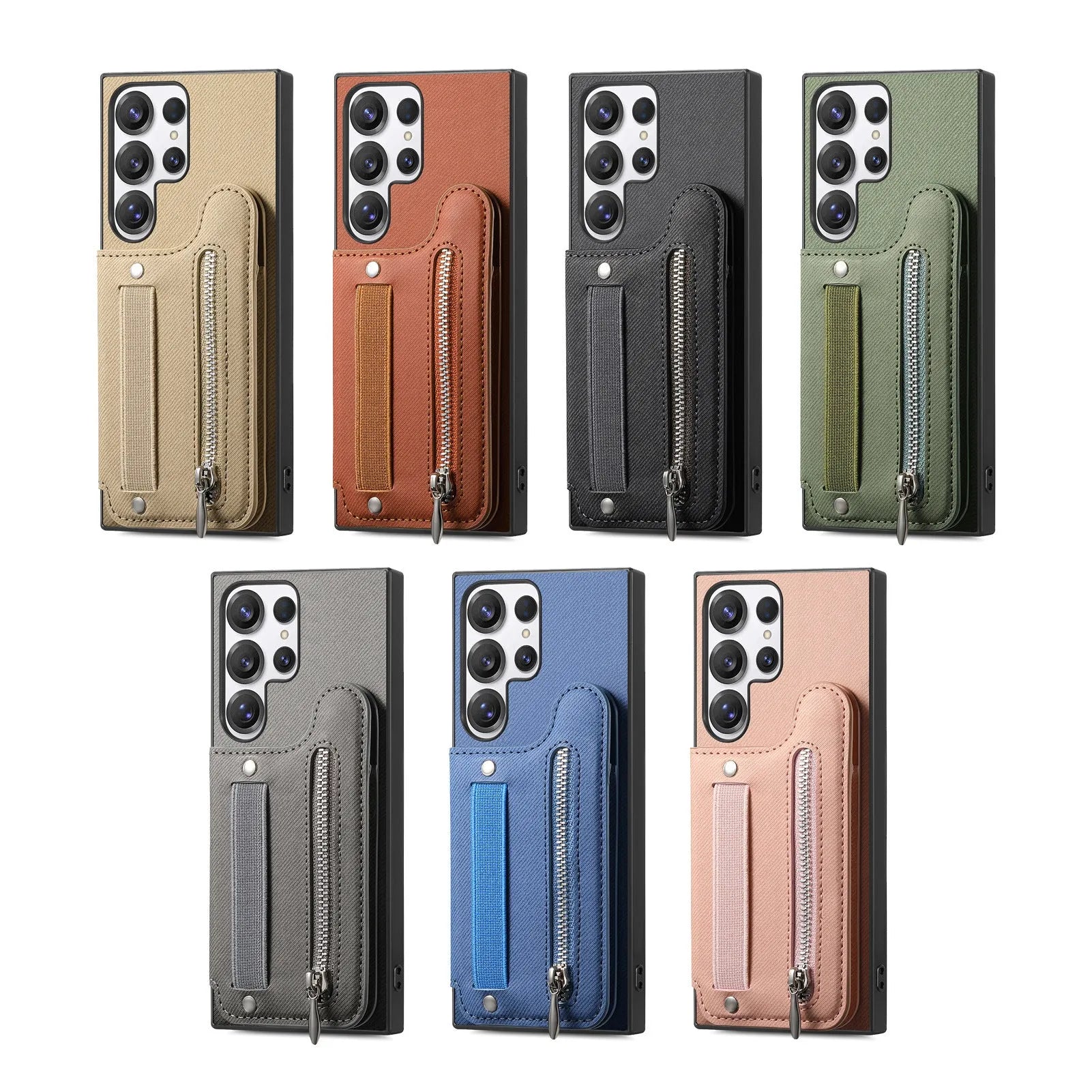 Multifunctional blue leather wristband wallet card holder phone case with kickstand for Samsung
