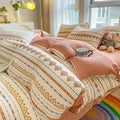 Chemical fibre bed sheet set with aerobic jacquard cloud yarn cotton in Butterfly Dance rose colour