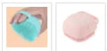 Silicone dog bath brush with finger loops in blue, pink, and yellow colour options