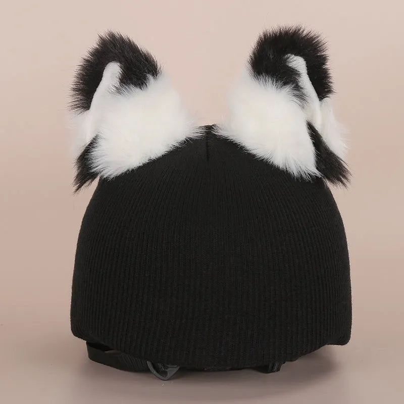 Child's plush cartoon character helmet cover and hat set in soft fabric, shown in medium size.