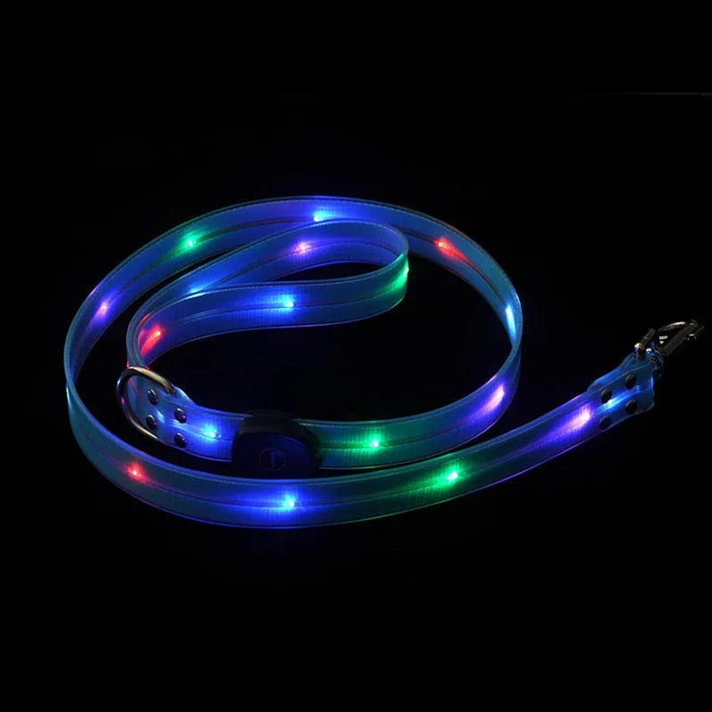 PVC dog leash with fluorescent colour options measuring 120cm length for hand holding control
