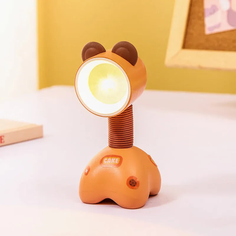 DIY cartoon character small night lamp with adjustable magnetic head in bear design on desk