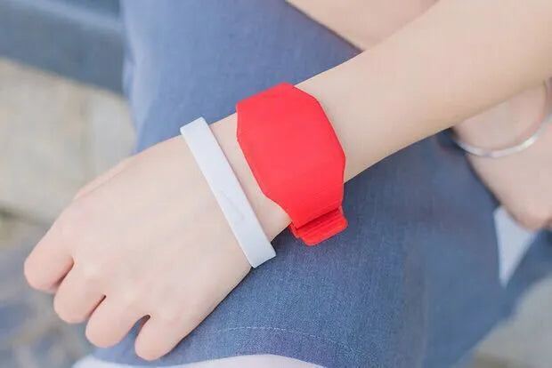 Square electronic touch screen watch with digital display on a PU strap, shown in multiple colour options.