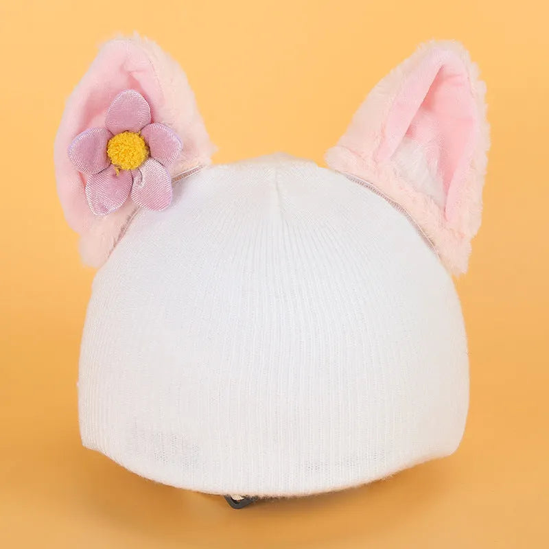 Child's plush cartoon character helmet cover and hat set in soft fabric, shown in medium size.