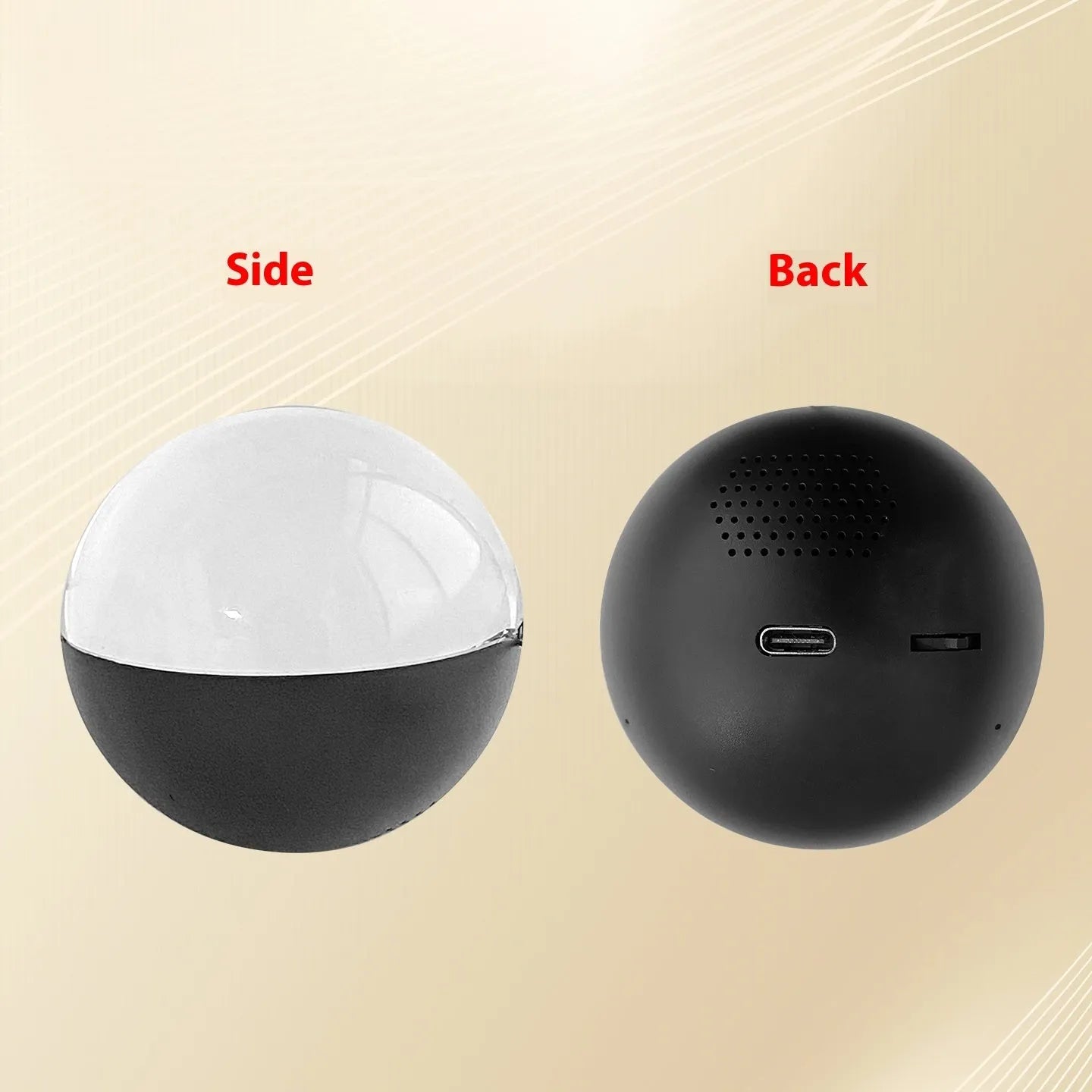 Electronic ball video player with round screen showing video playback