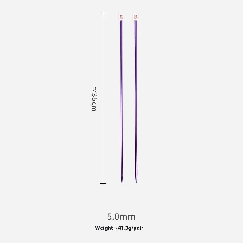 Lengthened crochet hook set showing multiple sizes from 2.0mm to 10.0mm, each with a protective cap.