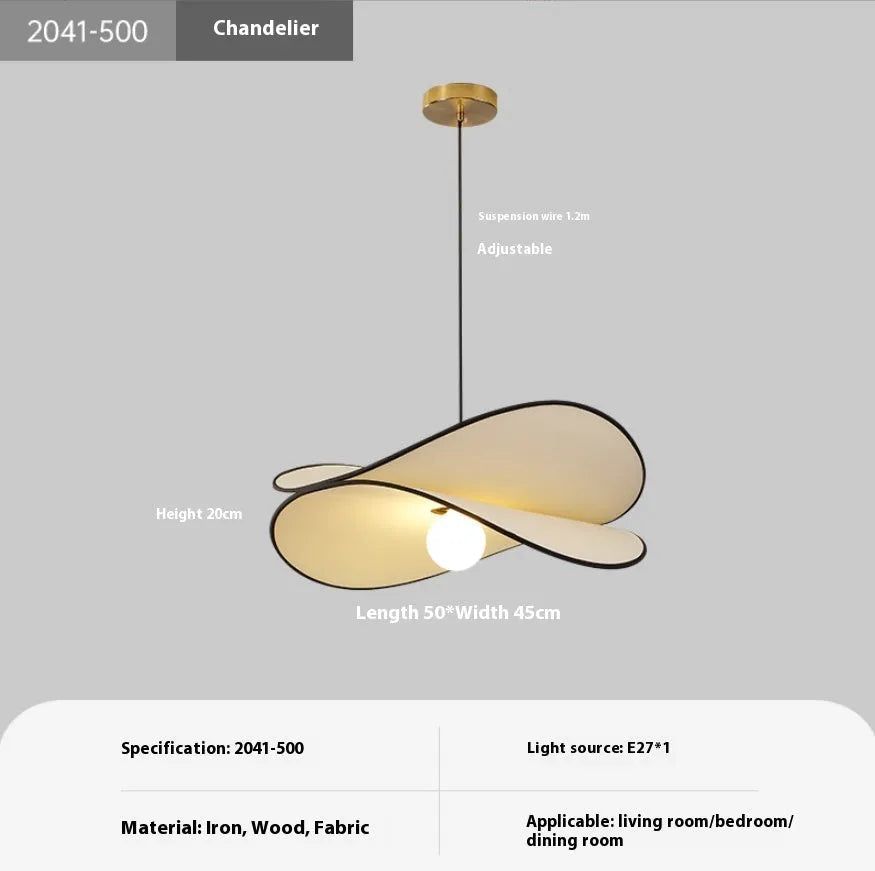 French style artistic chandelier pendant light with fabric potato chips shade for bedroom ceiling