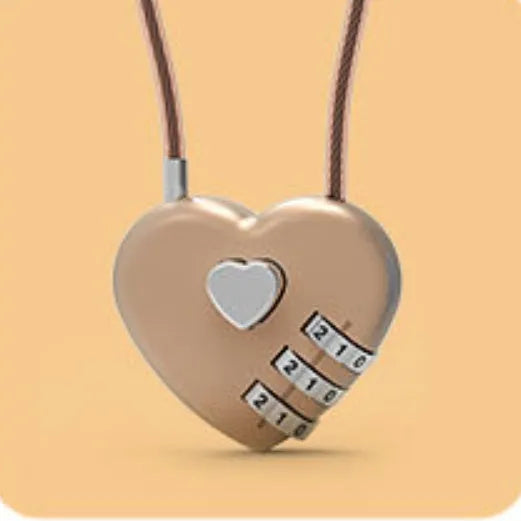 Heart-shaped ABS plastic cable lock with steel rope in multiple colour options for securing bicycle helmets.