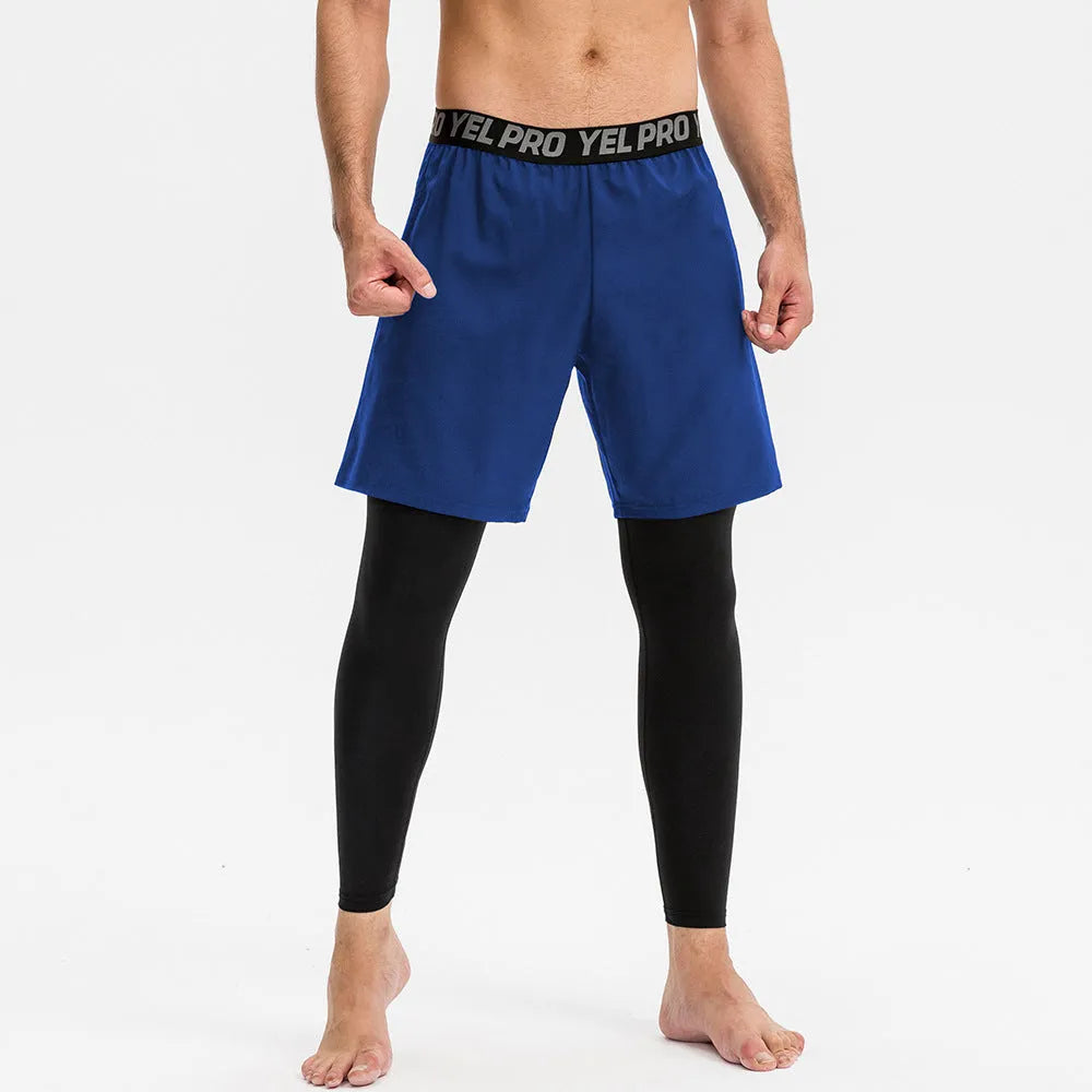 Men's tight sports pants in grey, black, dark blue, army green, and navy blue colours for fitness and running.